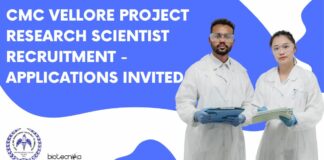 CMC Vellore Project Research Scientist Recruitment