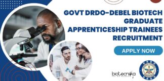 DRDO-DEBEL Biotech Graduate Apprenticeship Trainees