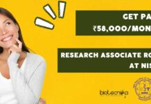 NISER Biological Sciences Associate Job