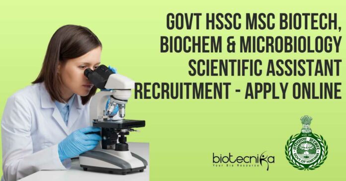 Govt HSSC Scientific Assistant Recruitment
