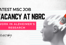 National Brain Research Center Hiring Msc Life Science