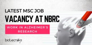 National Brain Research Center Hiring Msc Life Science