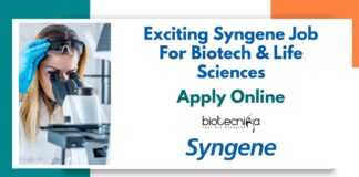 Syngene Job For Biotech