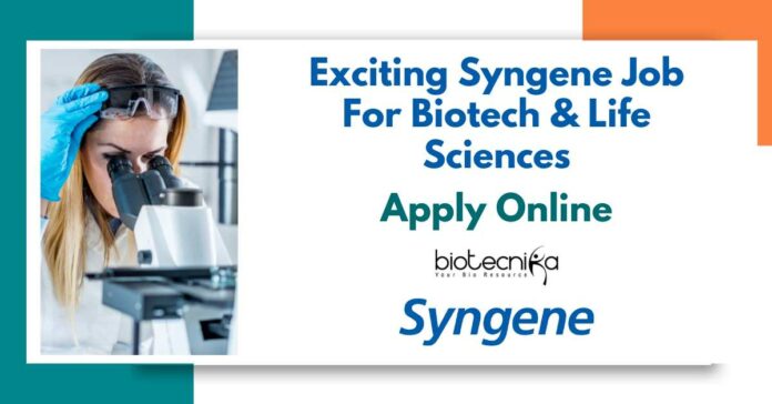 Syngene Job For Biotech