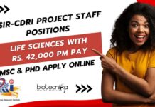 CSIR-CDRI Project Vacancies