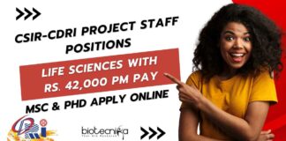 CSIR-CDRI Project Vacancies