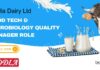 Dodla Dairy Ltd Food Tech & Microbiology Quality Manager Role – Apply Now Dodla Dairy Ltd Food Tech