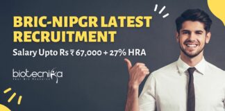 BRIC-NIPGR Latest Recruitment