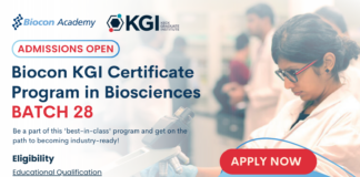 Biocon Batch 28 KGI Certificate Program in Biosciences