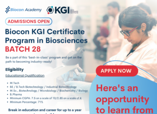 Biocon Batch 28 KGI Certificate Program in Biosciences