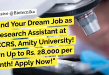 AICCRS Biological Sciences Research Assistant Job Opening - Apply Online