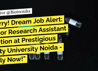Junior Research Assistant Position at Amity University Noida – Apply Now! AIMMSCR Life Science Assistant Job