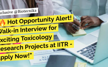 Walk-in-Interview at CSIR-IITR For Project Staff Positions! Biotech, Life Sciences, Mol Bio Attend Walk-In CSIR-IITR Project Staff Positions