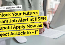 IISER Tirupati Associate Vacancy For Biotech & Life Sciences, Apply Now