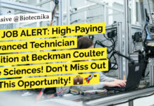 MSc Biotech & Biochem Technician Role at Beckman Coulter Life Sciences, Apply Online MSc Biochemistry Vacancies at Beckman