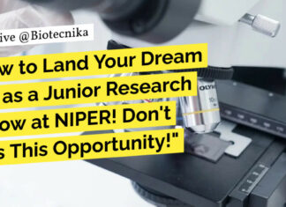 NIPER Life Science Research Recruitment - MSc & MTech Apply