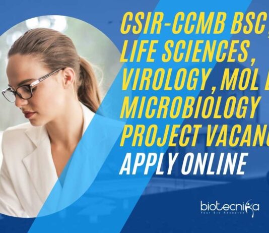 CCMB Project Vacancies 2024