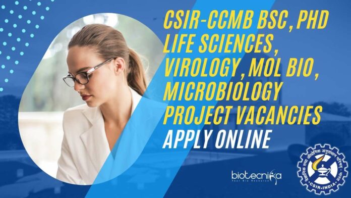 CCMB Project Vacancies 2024