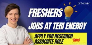 Freshers Jobs at TERI Energy