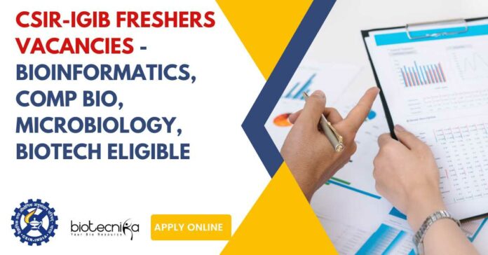 CSIR-IGIB Freshers Vacancies