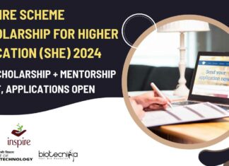 INSPIRE Scheme Scholarship for Higher Education (SHE) 2024 – Get Scholarship + Mentorship Grant, Applications Open INSPIRE SHE 2024