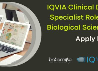 IQVIA Clinical Data Specialist Role For Biological Sciences – Apply Now! IQVIA Clinical Data Specialist Role