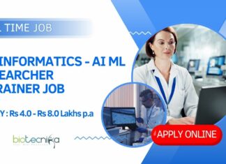 Bioinformatics & AI ML Researcher & Trainer Job Opening at Biotecnika, Bangalore – Attractive Salary – Apply Online Bioinformatics Researcher & Trainer Job