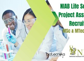 NIAB Life Science Project Associate Recruitment – MSc & MTech Apply Online NIAB Project Vacancies Life