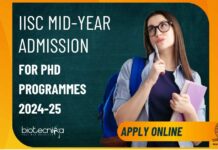 IISc Mid-Year Admission For PhD Programmes 2024-25 – Apply Online IISc Mid-Year Admission 2024-25