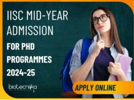 IISc Mid-Year Admission 2024-25