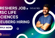 Freshers MSc Life Science Opportunity