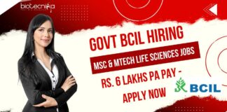 BCIL Life Science Vacancies