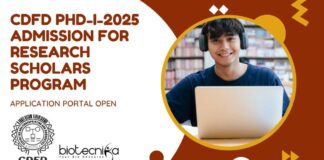CDFD PhD-I-2025 Admission