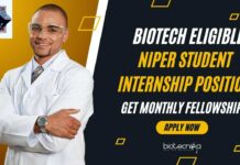 NIPER Student Internship Position