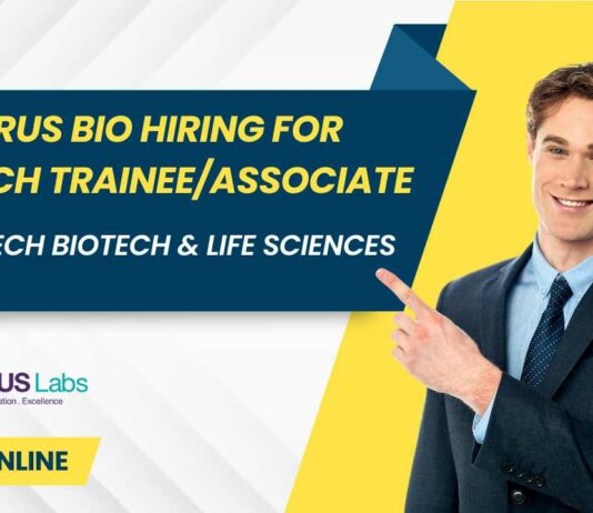 Laurus Bio Hiring For Research Trainee