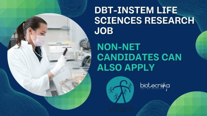 inStem Life Sciences Research Job