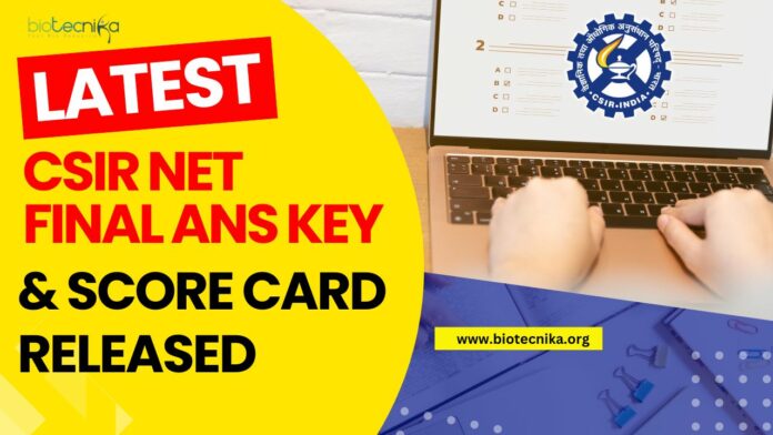 CSIR NET Final Answer Key