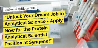 Syngene Biological Sciences Analytical Scientist Position - Apply Now
