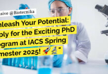 IACS PhD Admissions 2025 For Biological Sciences - Apply Online