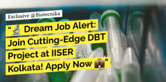 IISER Kolkata Research Position Available For Biotech & Biochem, Apply Online