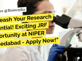 NIPER Biotech JRF Recruitment - Applications Invited