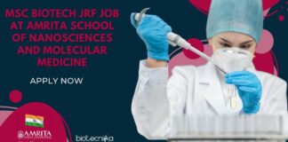 MSc Biotech JRF Job