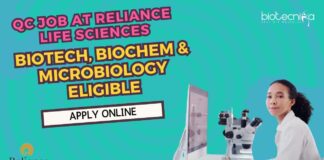 QC Job at Reliance Life Sciences