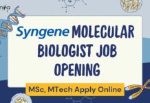 Syngene Molecular Biologist Job Opening