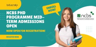 NCBS PhD Programme Mid-Term Admissions Open - Apply Online