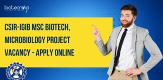 CSIR-IGIB MSc Biotech Vacancy