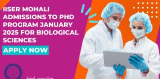 IISER Mohali 2025 Admissions PhD