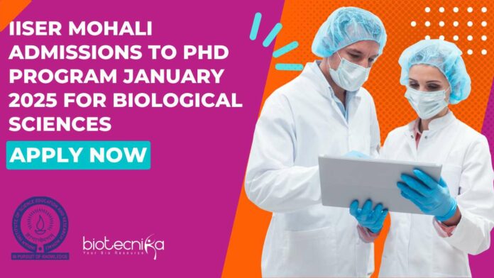 IISER Mohali 2025 Admissions PhD