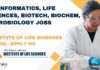 Bioinformatics, Life Sciences, Biotech, Biochem, Microbiology Jobs at Institute of Life Sciences – Apply No ILS Bioinformatics Vacancies Project