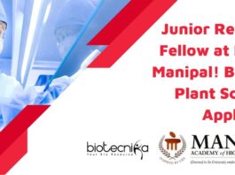 Plant Sciences JRF MAHE